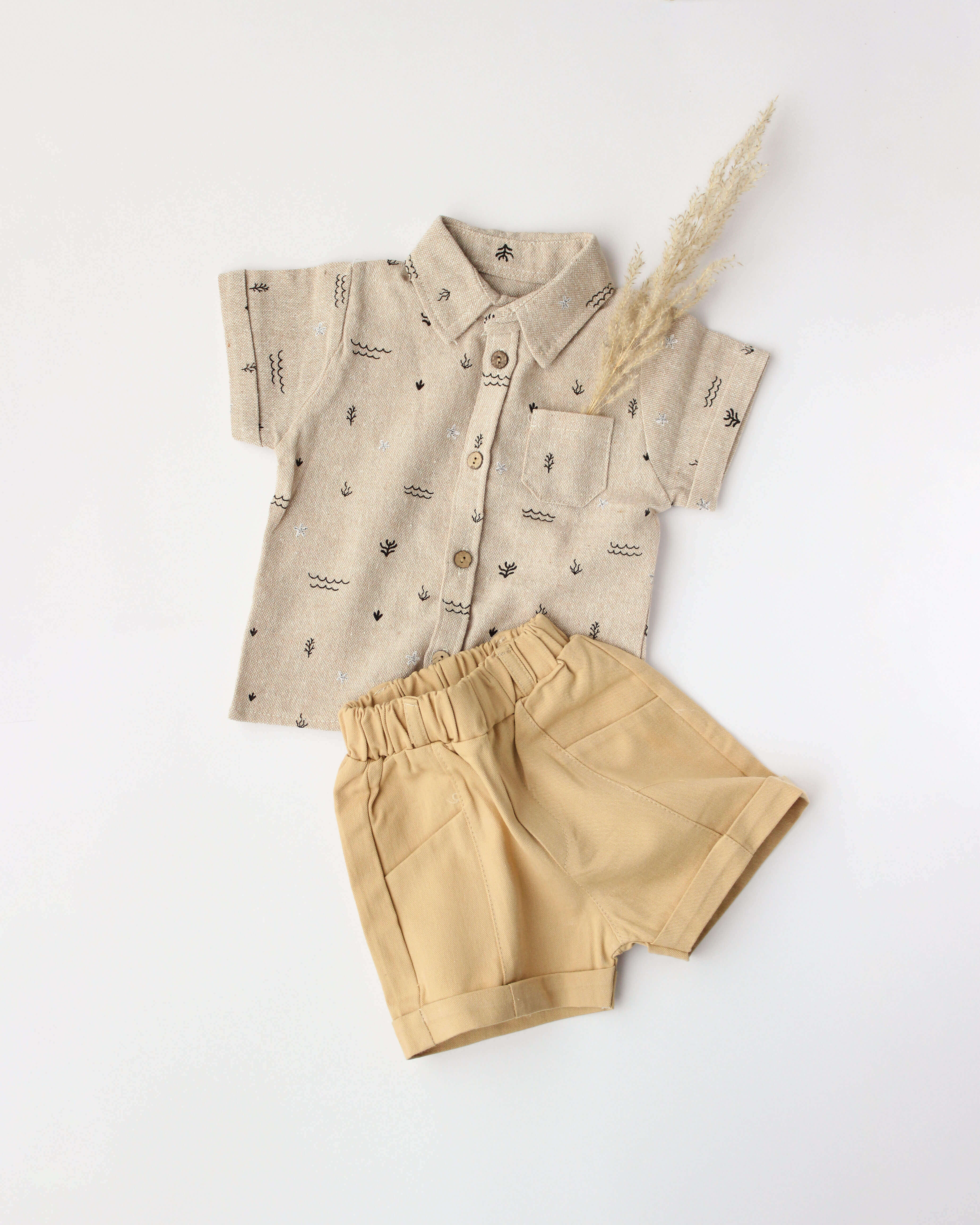 ست پیراهن شلوارک کتان پسرانه 