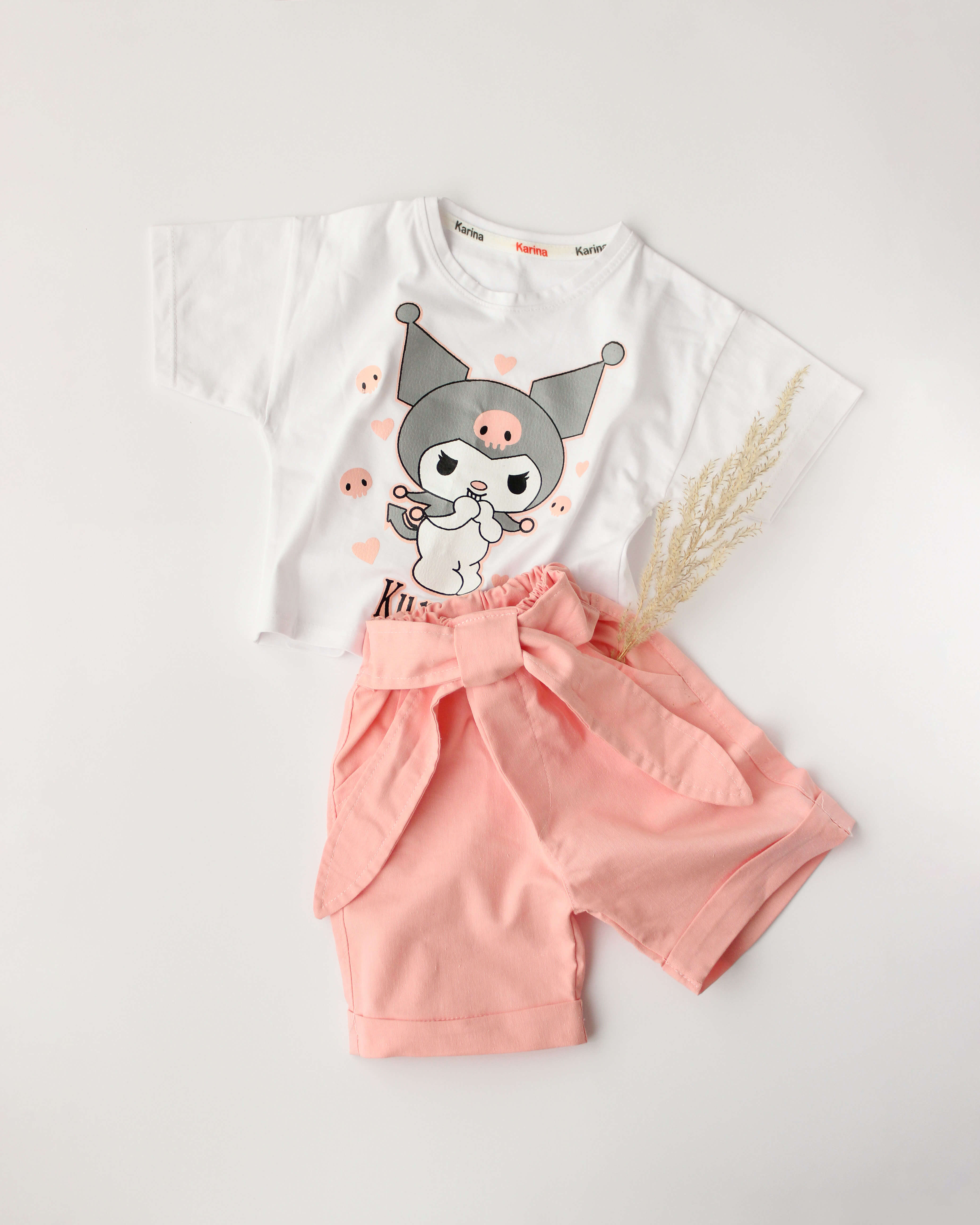 ست تی شرت شلوارک دخترانه طرح کرومی