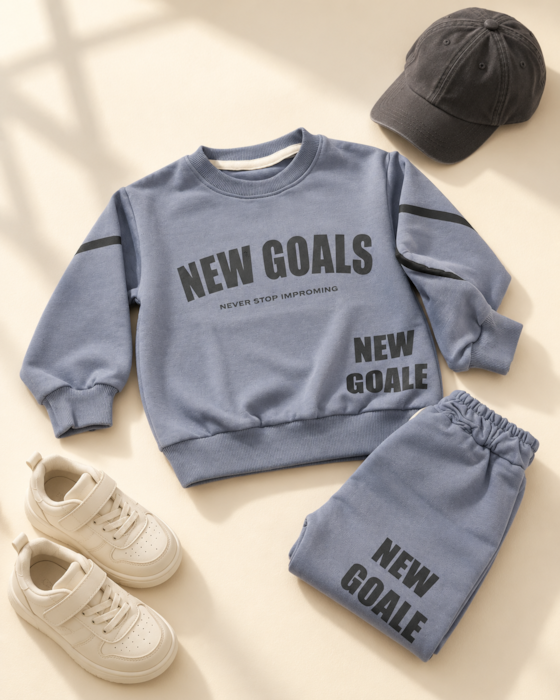 ست دروس و شلوار اسپرت بچگانه طرح NEW GOALS - تصویر محصول